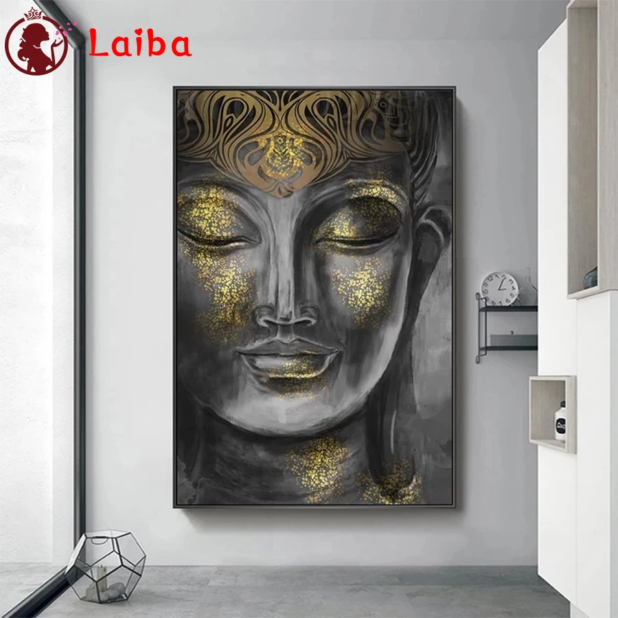 

5D DIY Diamond Embroidery Abstract gold leaf buddha statue religious art Full Kits Diamond Painting Cross Stitch Decor For Home