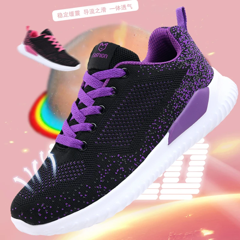 

Women Casual Shoes Fashion Breathable White Vulcanized Shoes Walking Mesh Lace Up Flat Shoes Sneakers Women 2019 Tenis Feminino