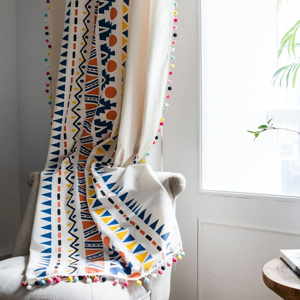 Светонепроницаемые шторы на окна в богемном стиле для гостиной спальни