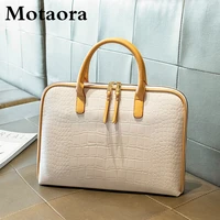 motaora luxury women bag genuine leather handbag ladies fashion crocodile pattern shoulder bag 2021 new female top handle bags