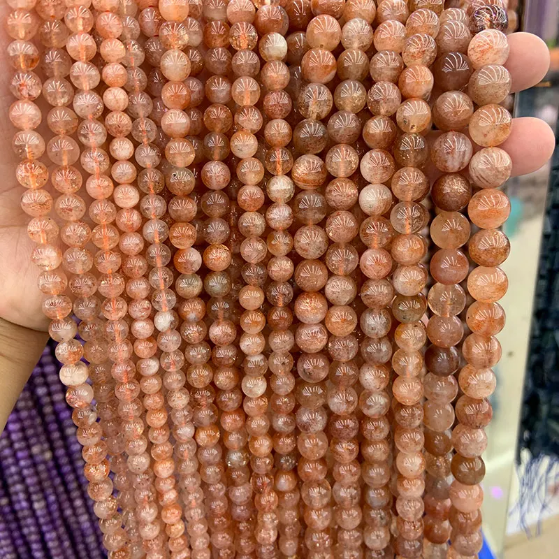 

6-12mm Natural Cherry Quartz Beads Round Orange Gold Sunstone DIY Loose Beads For Jewelry Making Bracelets Necklace Earring