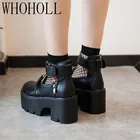 Туфли в готическом стиле Лолита, Туфли Мэри Джейн с круглым носком, униформа JK для девушек из японского колледжа, ремешок на платформе и низком каблуке, водонепроницаемые