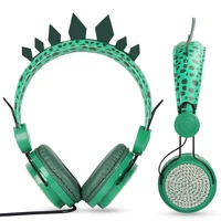 cute dinosaur wired headphones children music stereo headsets 3 5mm headphone for learning games mobile phone headphones
