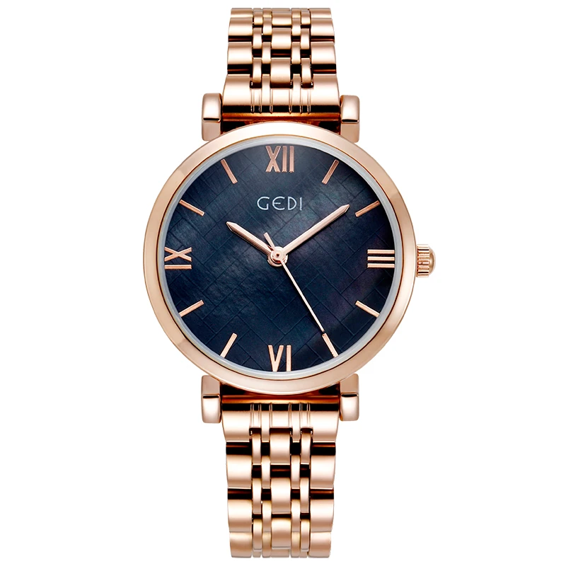 

Часы наручные женские кварцевые, роскошные брендовые водонепроницаемые из нержавеющей стали, модные круглые, цвет розовое золото