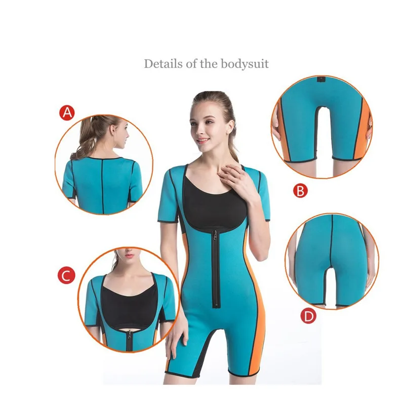 Женский костюм для бега на молнии сауны с коротким рукавом неопреновый женский