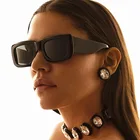 Очки солнцезащитные унисекс с широкими дужками, квадратные синие и черные роскошные брендовые градиентные солнечные очки в стиле ретро, в стиле хип-хоп, Uv400