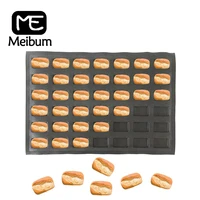 meibum 42 cavity square bread cookie baking mold homemade eclair biscuits porous mould non stick glass fiber silicoe bake tray