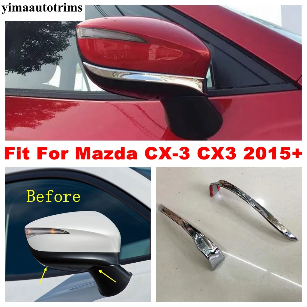 

For Mazda CX-3 CX3 2015 - 2021 ABS Chrome Car Rearview Mirror Strip Cover Trim Decoration Frame Accessories Exterior Refit Kit