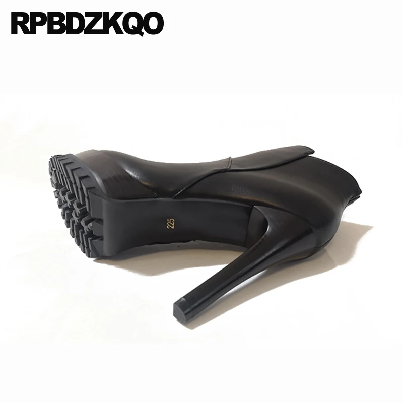 экстремальный Размер 34 молния батильоны черный ботильоны на каблуке платформе