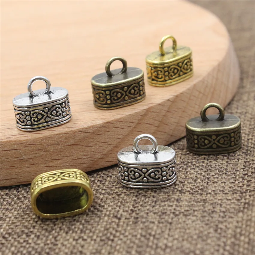 20 шт. наконечники для обжима шнура в античном золотистом и серебряном цвете