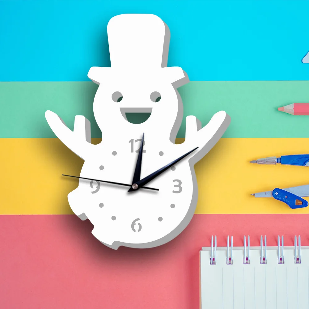 Детские настенные часы рождественские украшения цифровые Снеговик