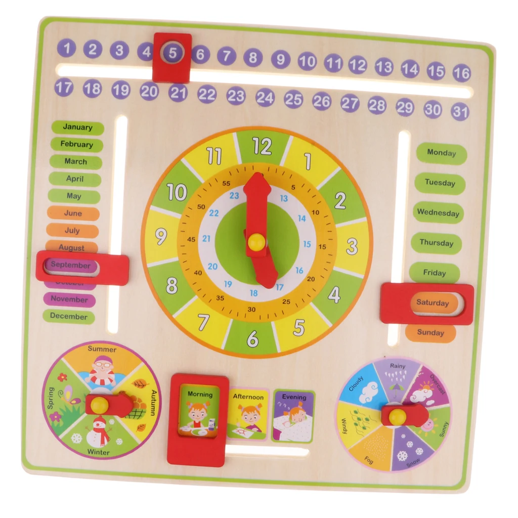 Деревянные повседневные когнитивные календарные часы висячая доска Дети