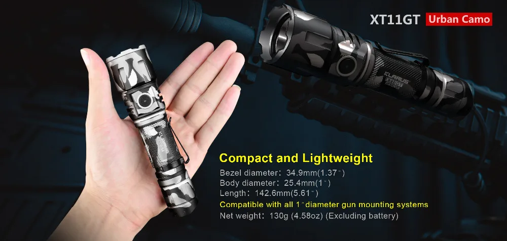 Klarus XT11GT светодиодный фонарик 2000 люменов CREE XPH35 HD E4 Тактический USB Перезаряжаемый фонарик с батареей 18650(городской камуфляж