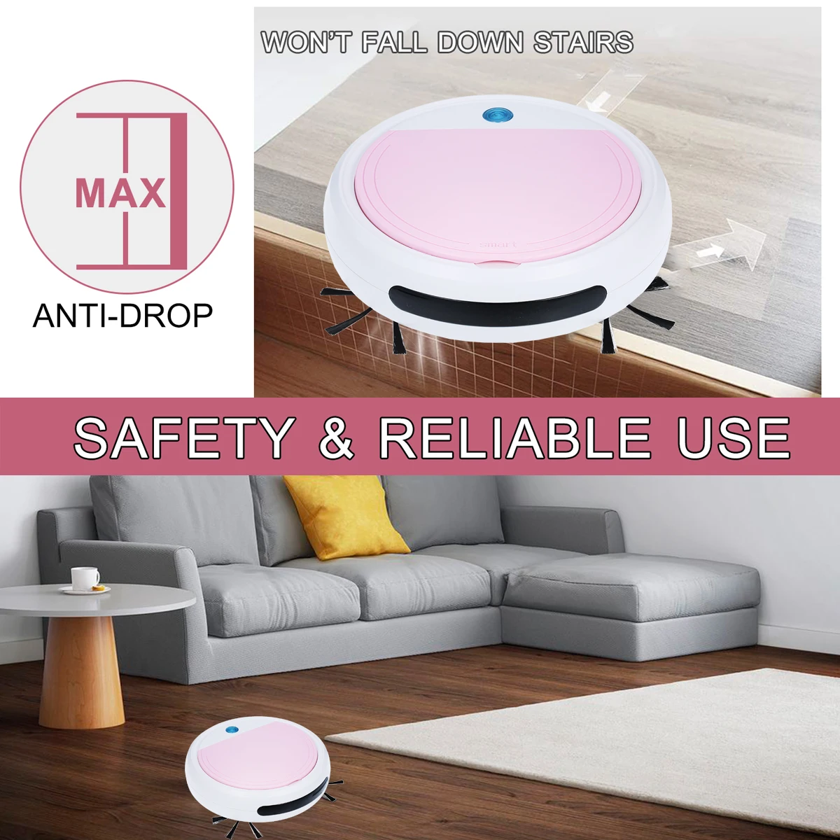 

Robotic Vacuum Cleaner UV Ste-riliz-ation Floor Mopping Robot UV Disinfection Floor Sweep Machine Anti-drop Electric Vacuum