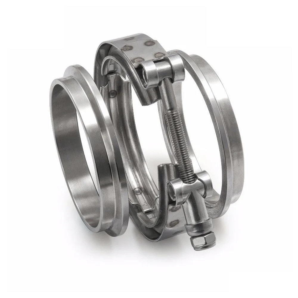 

ZUCZUG 3.5" SUS 304 Steel Stainless Exhaust V Band Clamp Flange Kit with flange assembly