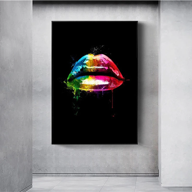 

Abstract Sexy Lips Canvas Paintings On the Wall Art Posters And Prints Graffiti Art Pictures Home Wall Decor Street Art Cuadros