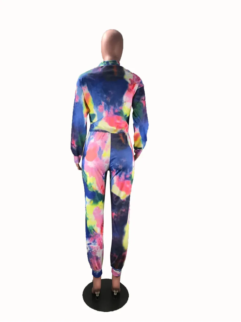 

Summer Women Two-Piece Sets Ladies Casual Loose Tops and Bodycon Pants zipper Pullover Fashion Printing Slim Fit Female Suits