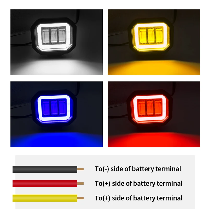 

4Pcs LED Square Work Light Bar 30W 12V 24V Daytime Driving Car Angel Eye Lamps for Truck Off-road ATV SUV Tractor Auto Fog Light