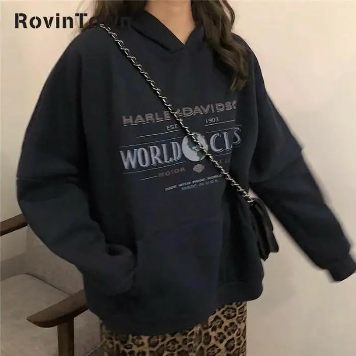 Женская толстовка в стиле Харадзюку красная свободная хлопковая оверсайз с