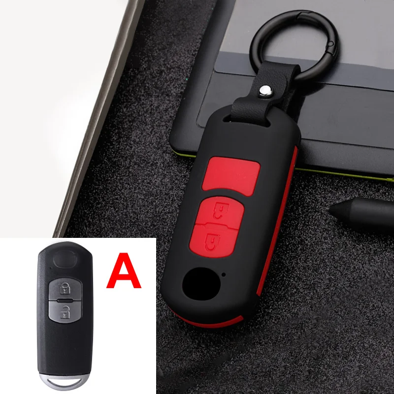 A Black ABS+ силиконовый чехол для ключей от машины Fob крышка для Mazda 3 Mazda 6 CX-3 CX-5 CX5 CX 5 CX-7 CX-9 Atenza Axela аксессуары - Название цвета: A Black