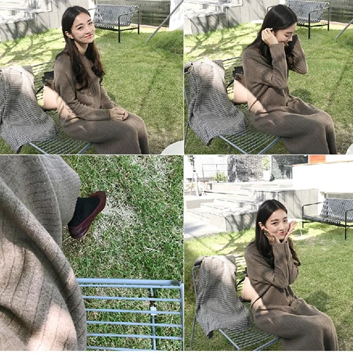 Размера плюс вязаный свитер с длинным рукавом зимнее облегающее свободное