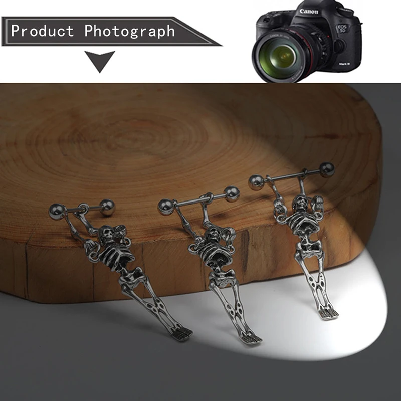 

1Pcs Fashion Stainless Steel Bone Stud Earrings For Men Chic Skull Head Ear Human Body Novelty Punk Earring Gothic Jewelry