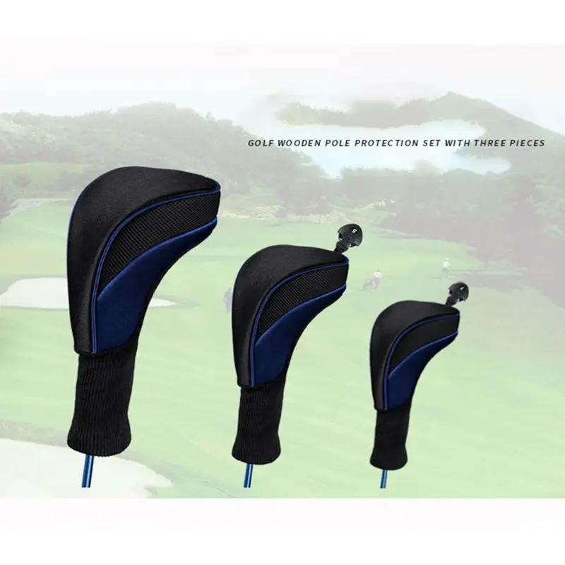 

3 Pcs High Elastic Breathable Golf Club Head Covers Long Neck Interchangeable