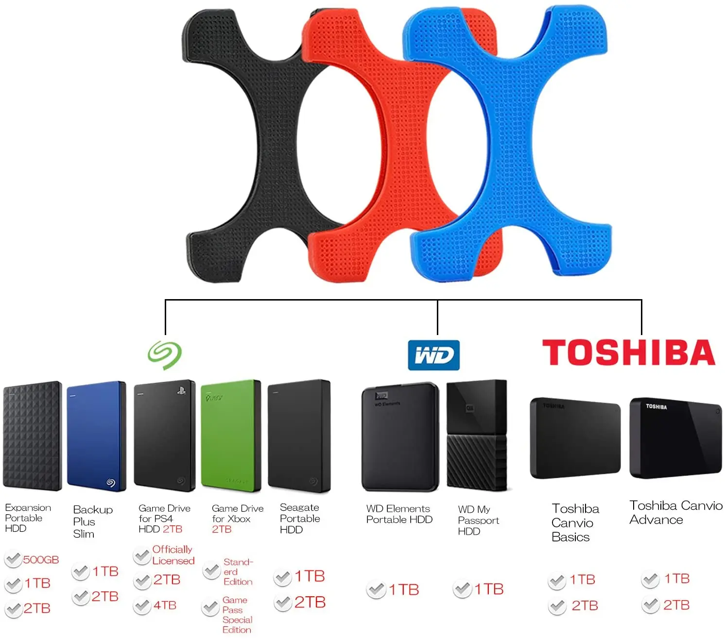 Ударопрочный силиконовый 2 5 &quotHDD чехол для Seagate Backup Plus Slim 1T/2T Expansion WD Elements 1T My Passport