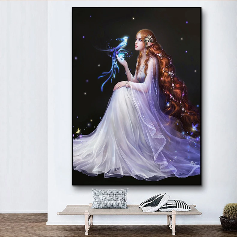 5D алмазная живопись сделай сам мультяшная сказочная девушка-эльф полностью