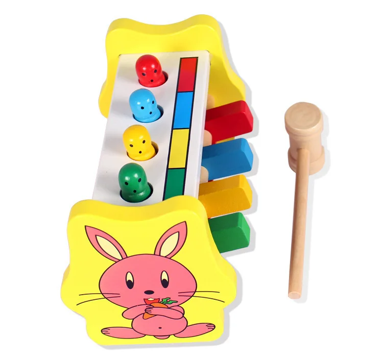 Деревянные игрушки Красочный ритм 4 Строительные блоки игра пилинг стол раннее