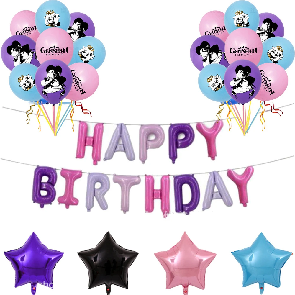 

Genshin Impact Balloons Party Supplies Game Lumine Jean Gunnhildr Amber Kaeya Birthday Banner Cake Topper Party Decor