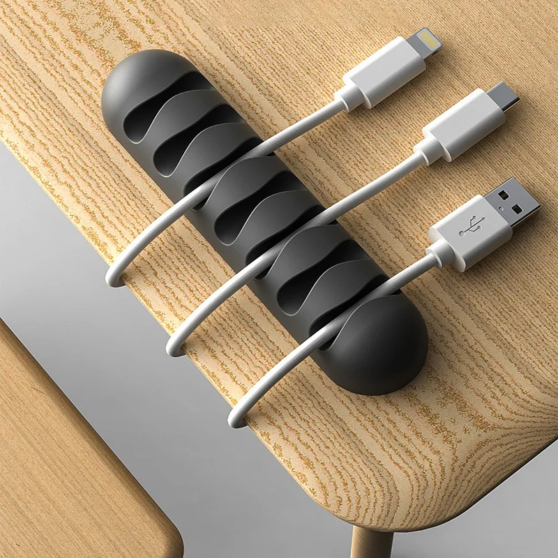 Кабельный органайзер, 3/5 портов, силиконовый usb-кабель, зажимы для сматывания проводов, держатель для наушников, шнур для мыши, дата-линия