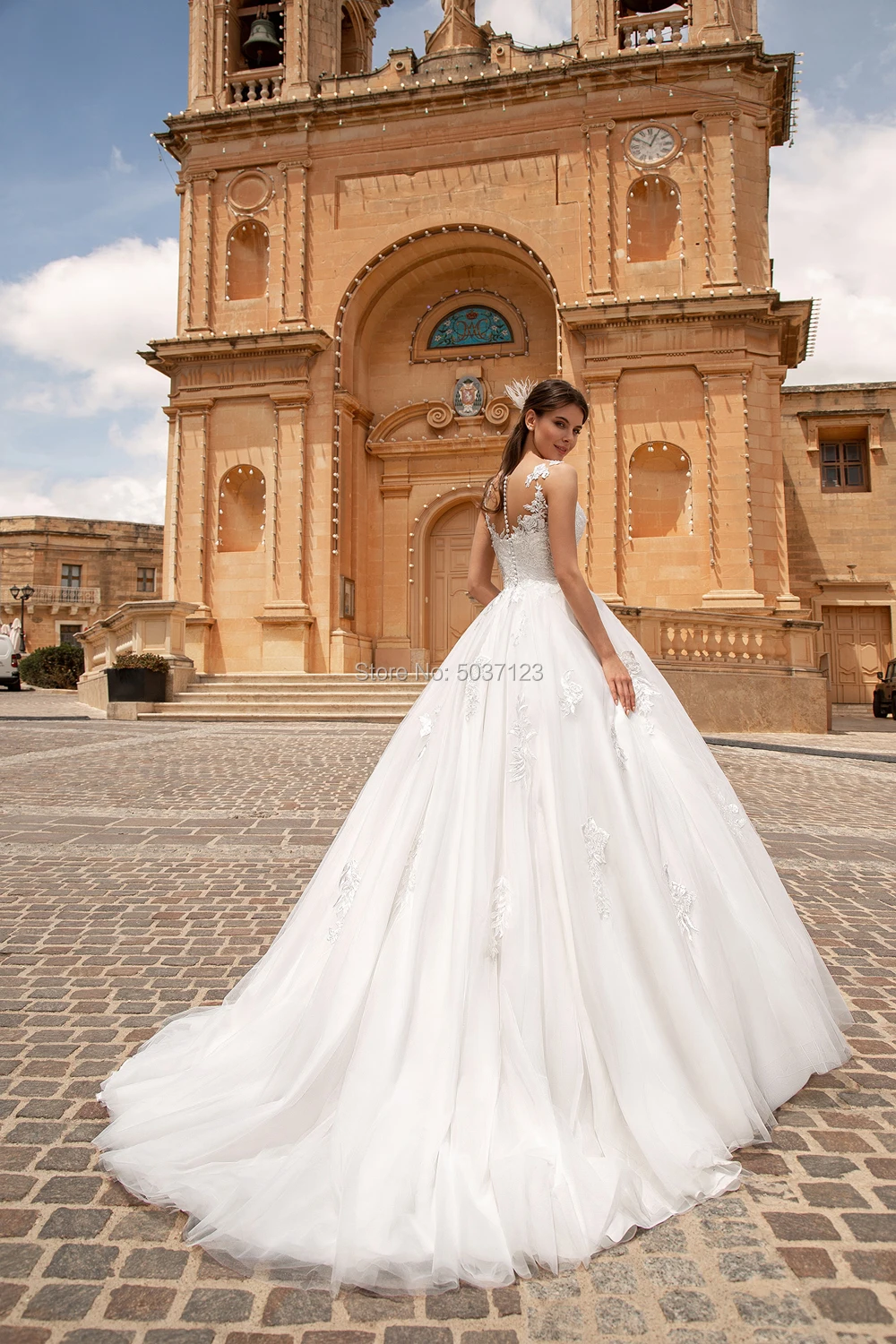 Бальное платье Свадебные платья с круглым вырезом без рукавов Vestido De Noiva Кружева