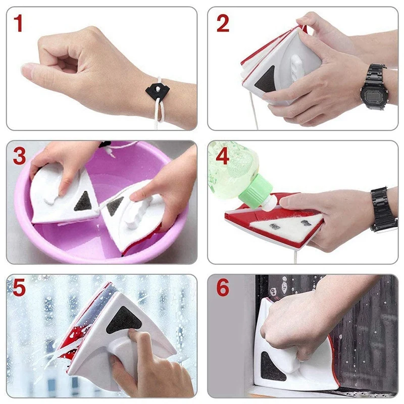 

Double-Sided netic Household Window Glass Cleaning Brush, Wiper with Anti-Falling Rope, for 15-24 Mm Thickness Glass