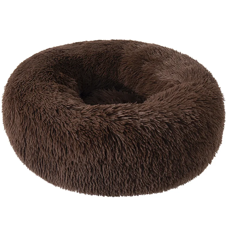 

2021 New Super Soft Pet Bed Kennel Dog Round Cat Winter Warm Sleeping Bag Long Plush Puppy Cushion Mat Portable Cat Supplies