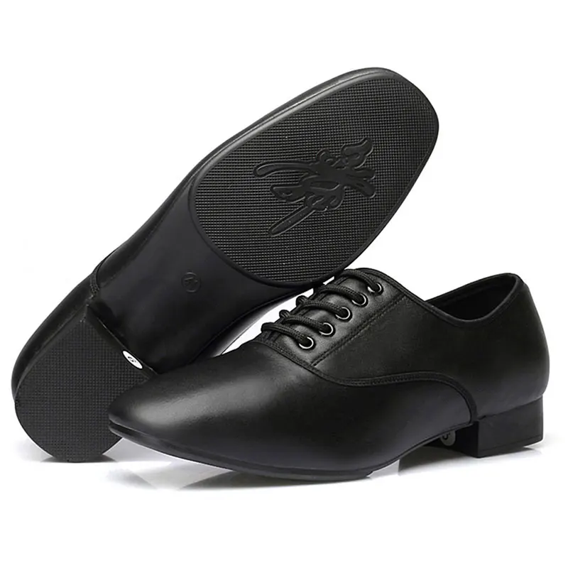 Men Latin Salsa Tango Dance Shoes Modern Tango Salsa Leather Ballroom Shoes Square Heels Adults Children Boys Party Dance Shoes
