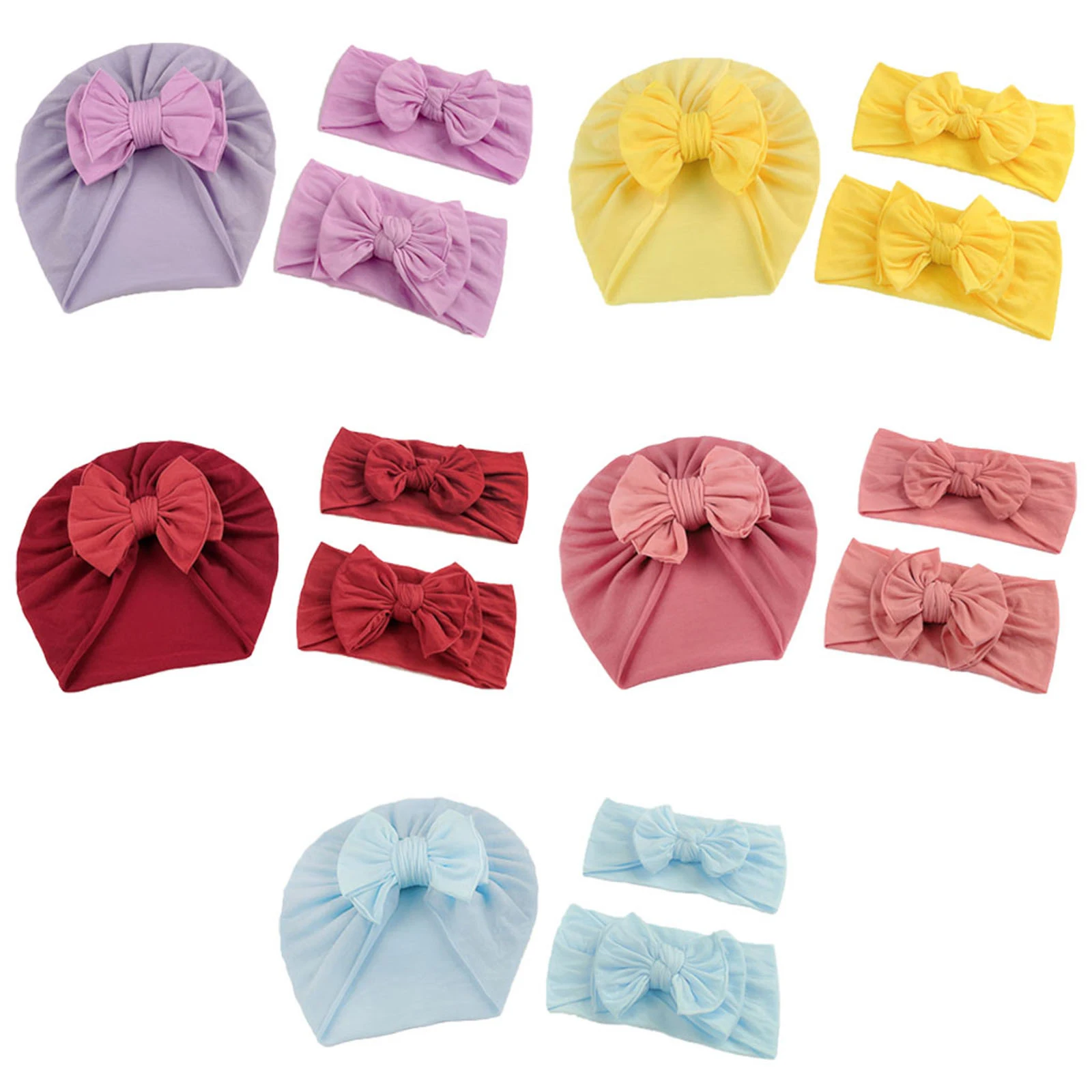 

OPPERIAYA 3 шт. хлопковая Осенняя повязка на голову и тюрбан для маленьких девочек, однотонная шапка и головной убор с декоративным бантом