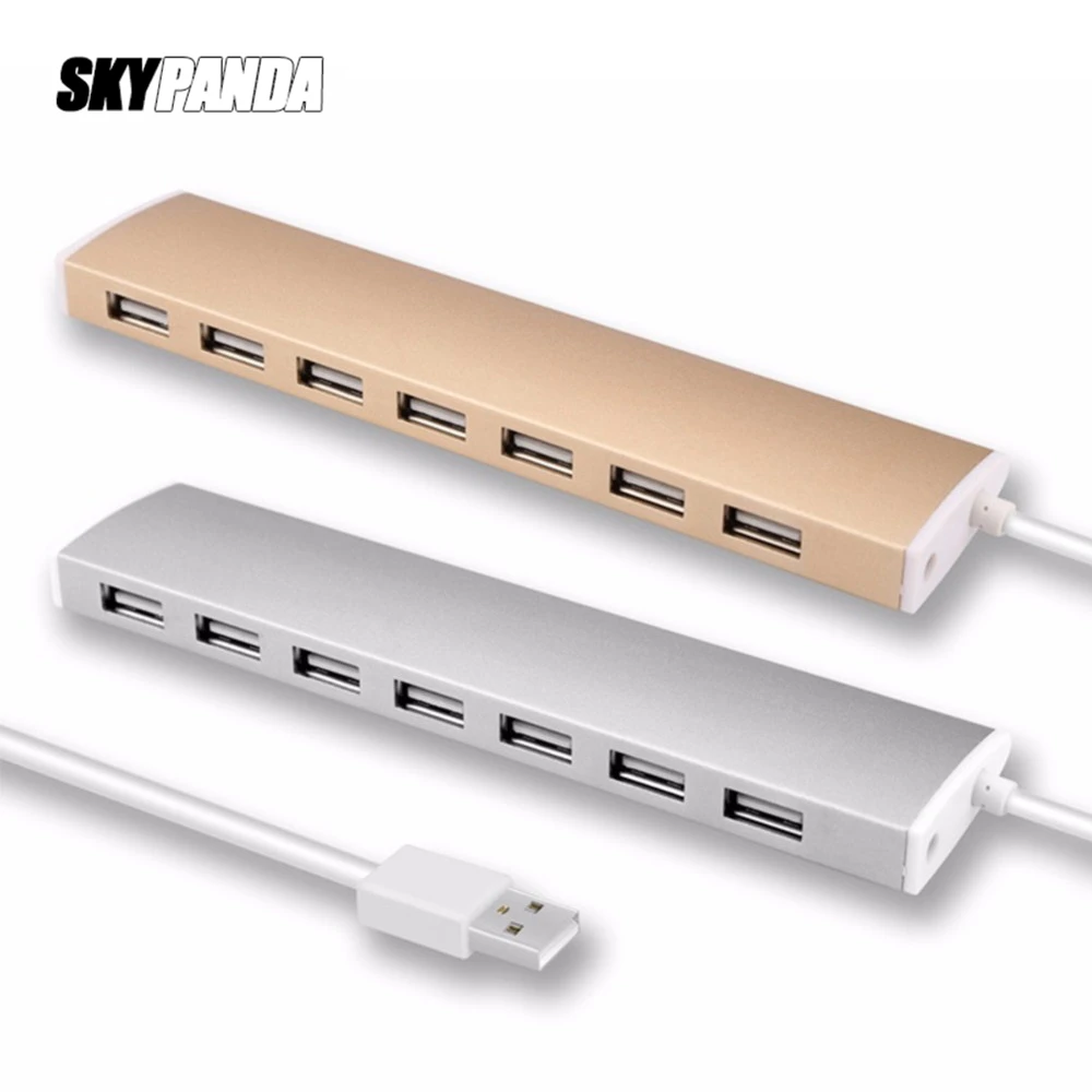 

7-port USB 2.0 Hub 60cm Cable Portable Upto 480Mbps Silver Gold High Speed Chargeable Splitter For Multi USB Devices