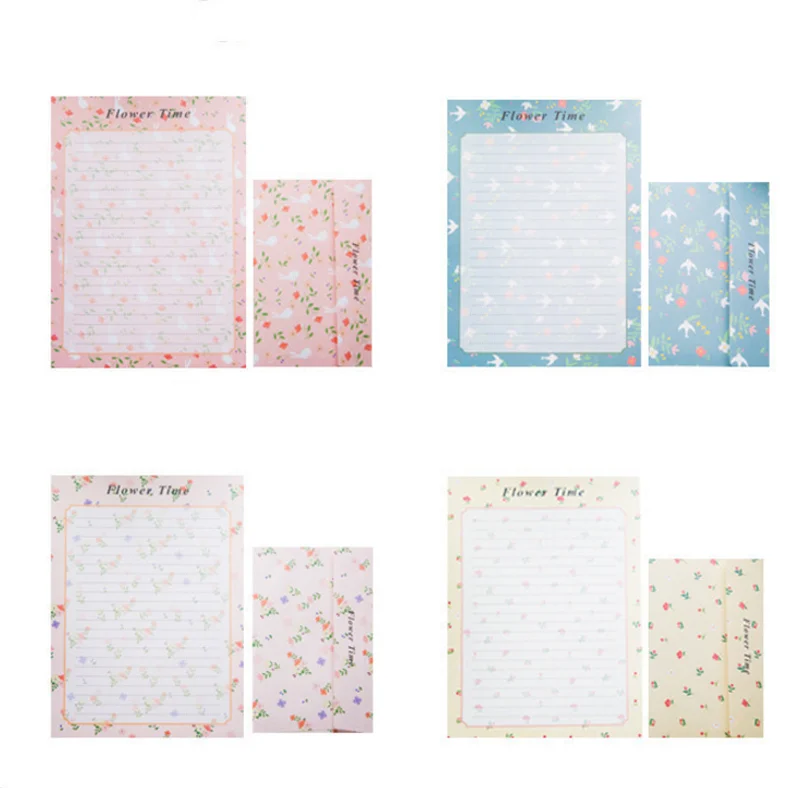 3pcs Paper Envelope+6sheets Letter Flowers Bird Envelope Wedding Invitation Country Style Writing Paper|Бумажные конверты| |