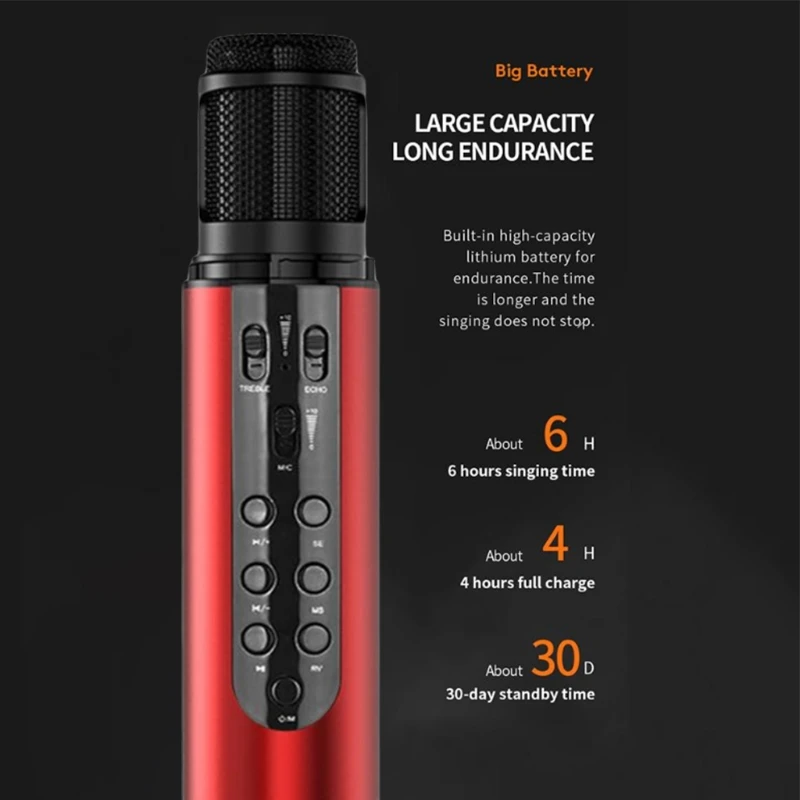 

27RA Bluetooth Microphone Portable Handheld Mic Speaker Machine Home Desktop