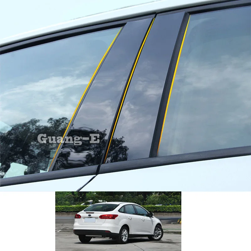 

Для Ford Focus Sedan Hatchback 2012-2018, автомобильный поликарбонатный материал, столб, крышка, отделка двери, окно, пианино, черная молдинговая наклейка