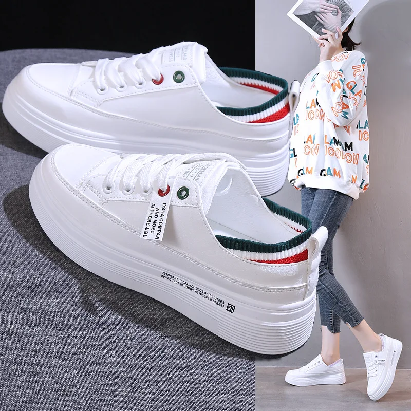 

2020 New Spring Tenis Feminino Lace-up White Shoes Woman PU Leather Solid Color Female Shoes Casual Women Shoes White Sneakers