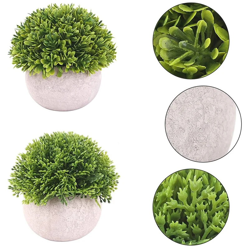 

4 Pcs Potted Plastic Artificial Green Plants, Fake Topiary Shrubs Fake Plant, Small Faux Greenery, for Bathroom Home
