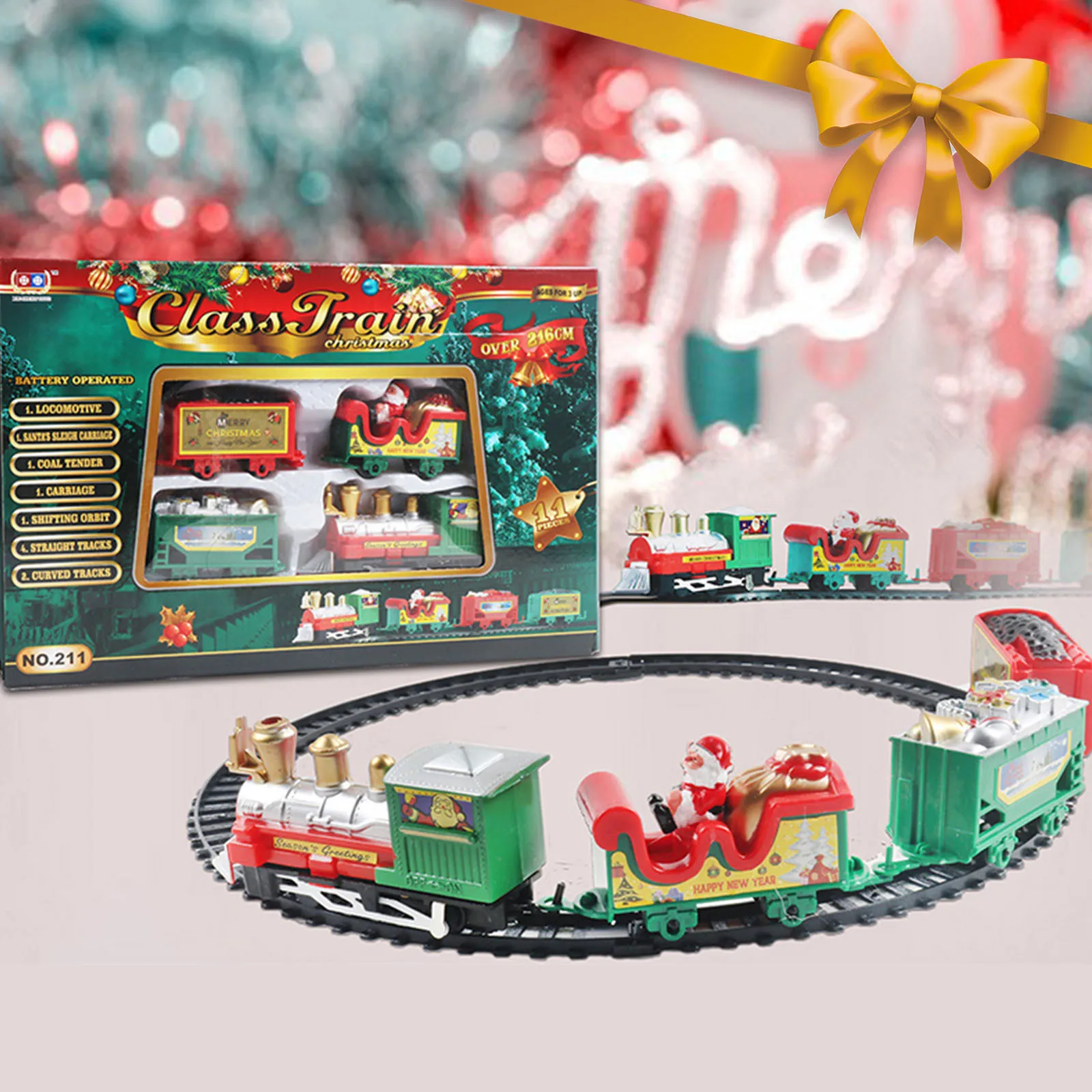 

Детский набор поездов, Рождественская игрушка, Электрический поезд, железная дорога, Санта-Клаус, рельсы, трек, модель автомобиля, игрушка, д...