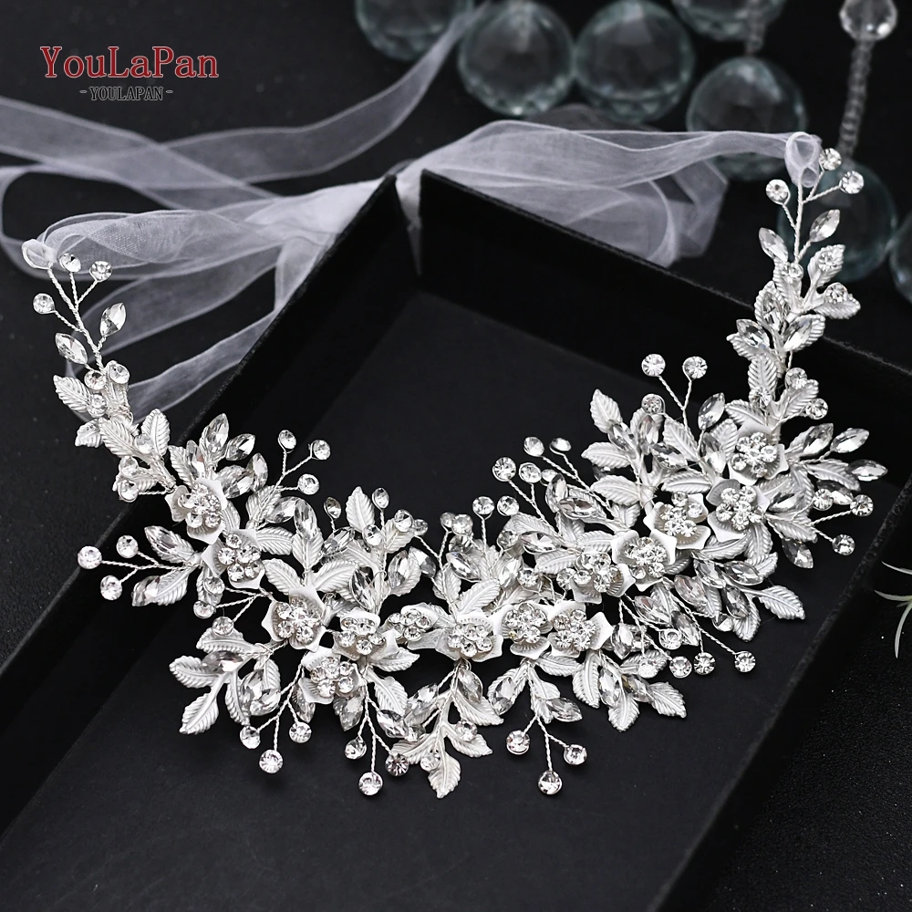 YouLaPan HP295 Flower Headwear Wedding Headband for Bride Crystal Pearls Women Tiara Bridal Headpieces Hair Jewelry Accessories