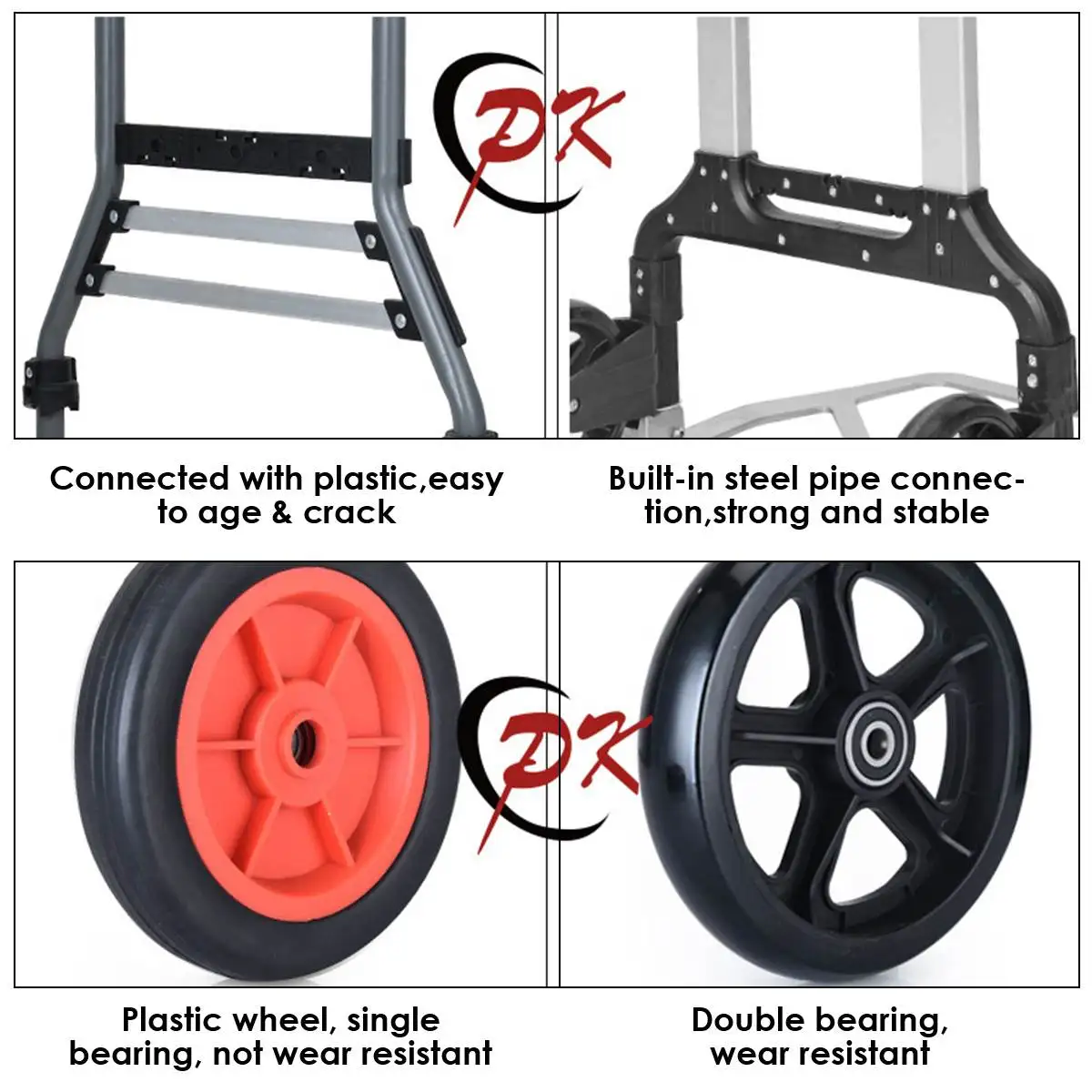 

330lbs 150KG Folding luggage car heavy hand cart transportation shopping trailer portable pull cargo trolley small pull cart
