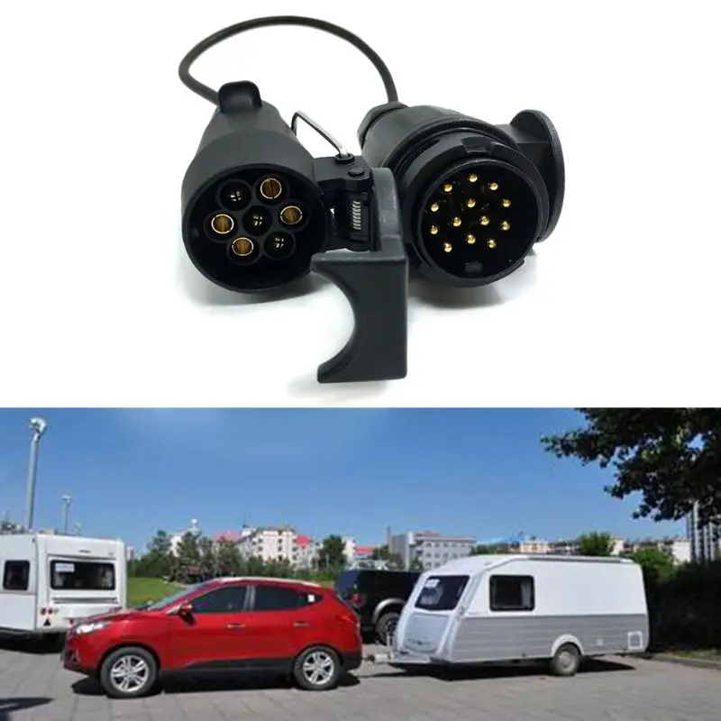 

7 Pin To 13 Pin Trailer Adapter Lead Converter With Cable Wiring Connector 12V Plug Socket Dropship
