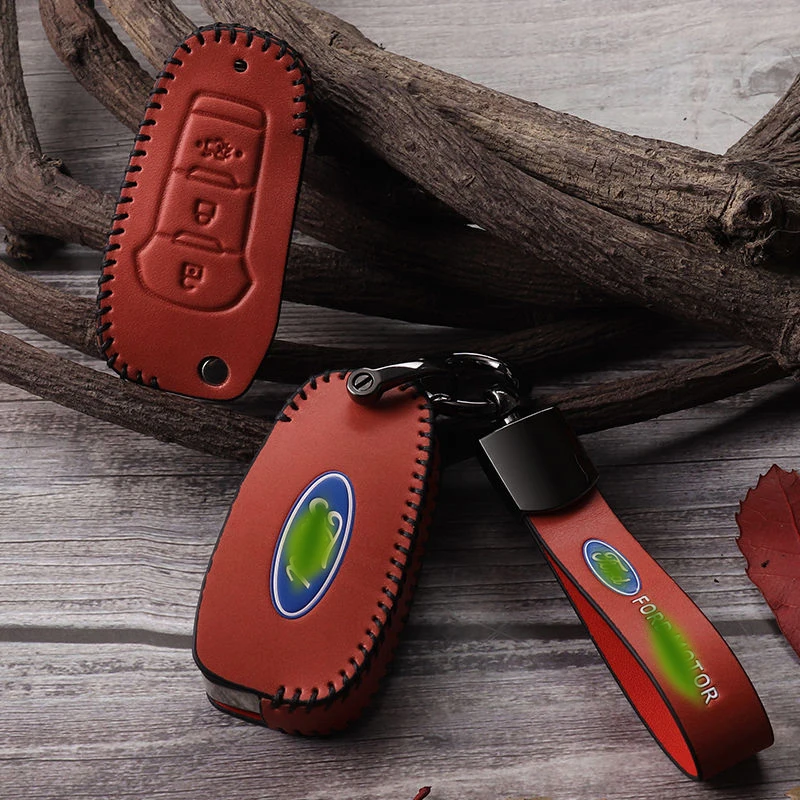 Кожаный чехол из воловьей кожи для автомобильного ключа защитный Ford Focus 2 3 4 MK2 MK3