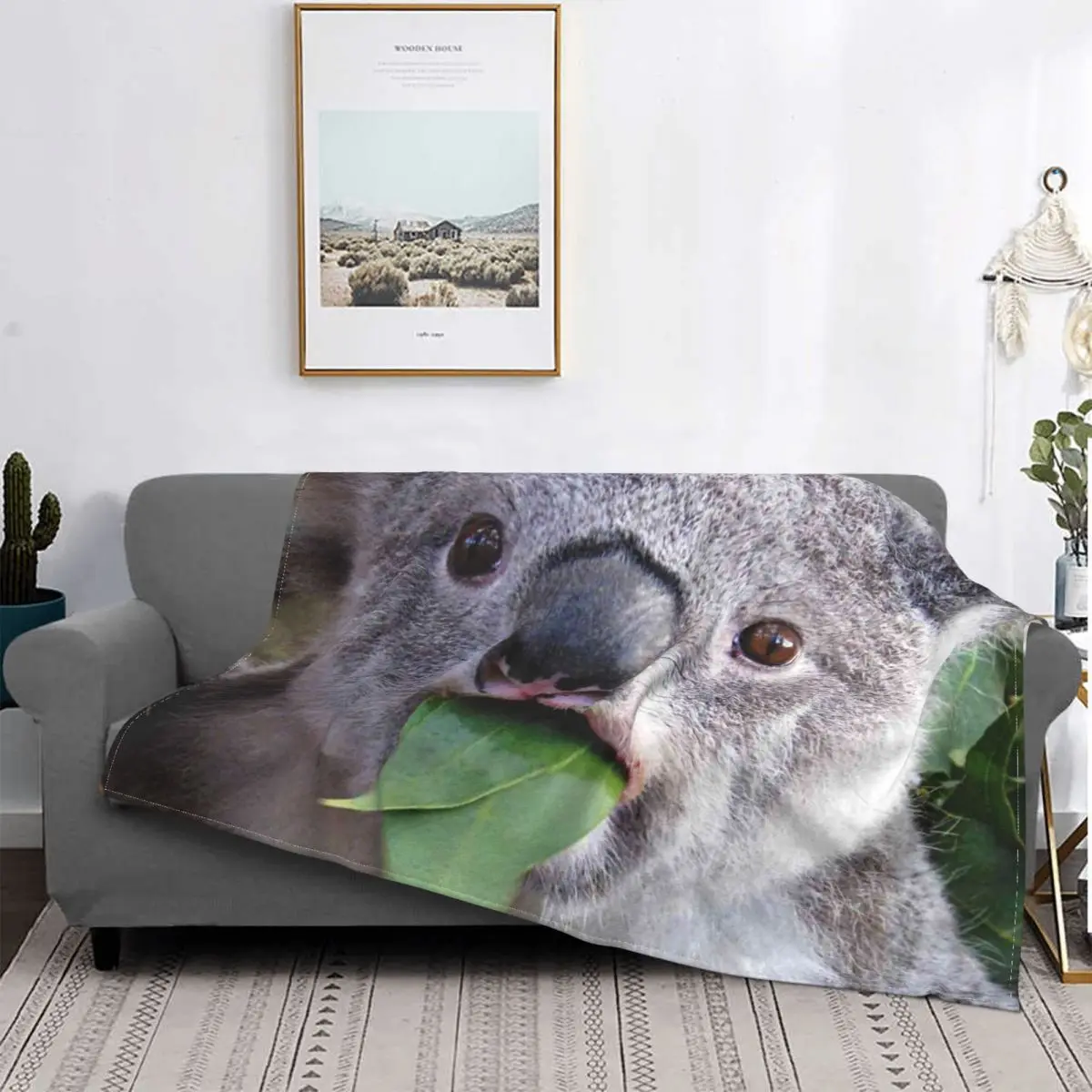 

Manta de franela con estampado de Koalas eing Grass para el hogar, manta fina con estampado de animales, súper suave, para prima