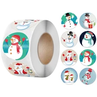 500pcsroll christmas sticker seal labels stickers 8 designs cartoon snowman reward sticker for kids toys gift waterproof